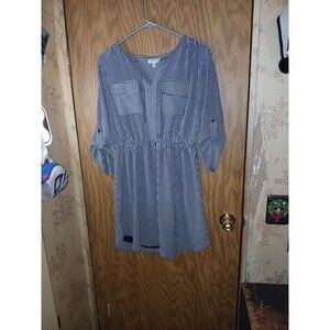 Monteau Los Angeles Black & White Striped Dress Cinched Waist Womens Large